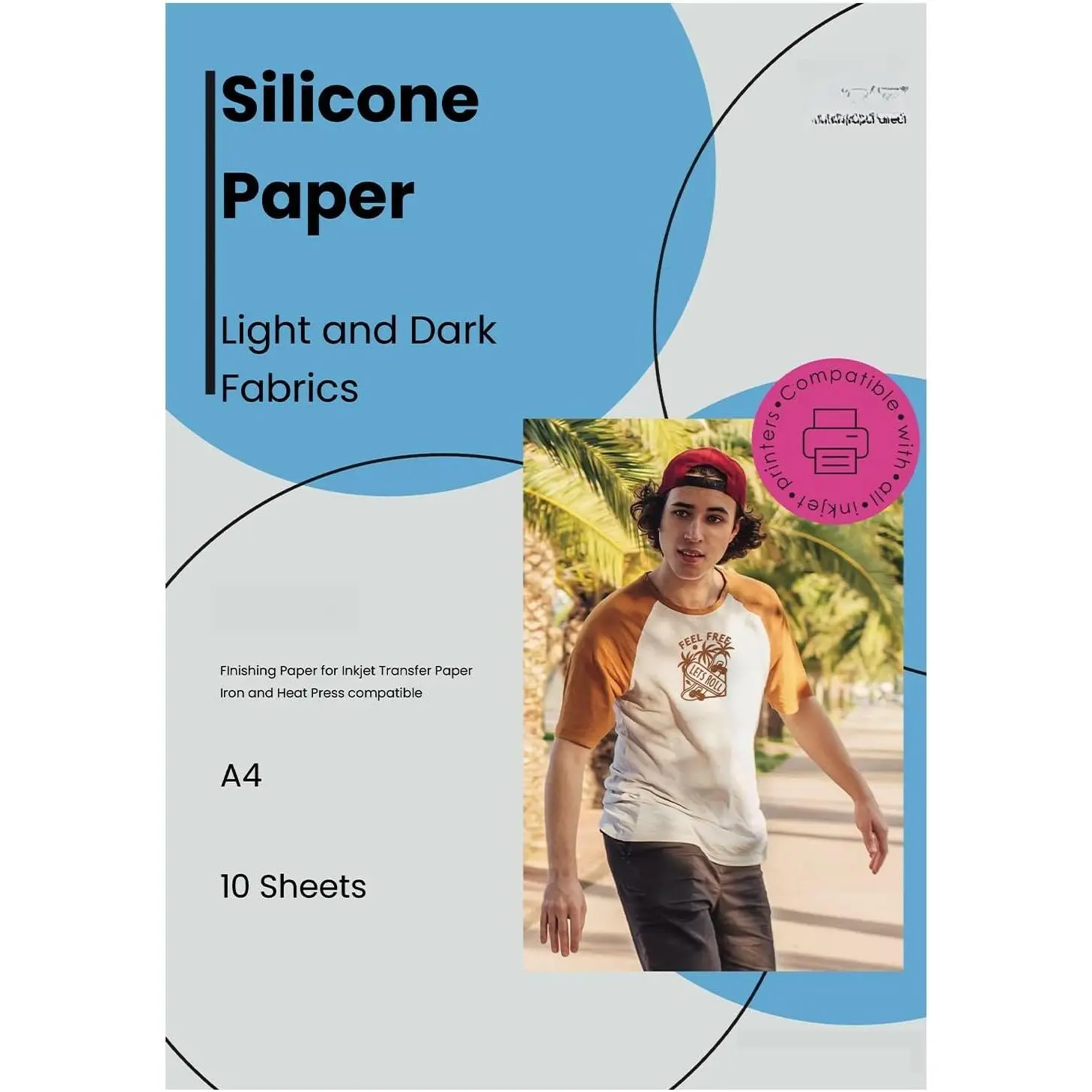 10 Sheets 8.5x11” -  Protective Paper for Heat Transfer with Iron or Heat Press -  Non-Stick Sheets - -102 |  iron- Vinyl Paper for Dark t-shirts, Hoodies, and Heavy  Materials. Smooth, crack-free Finish. -102-10