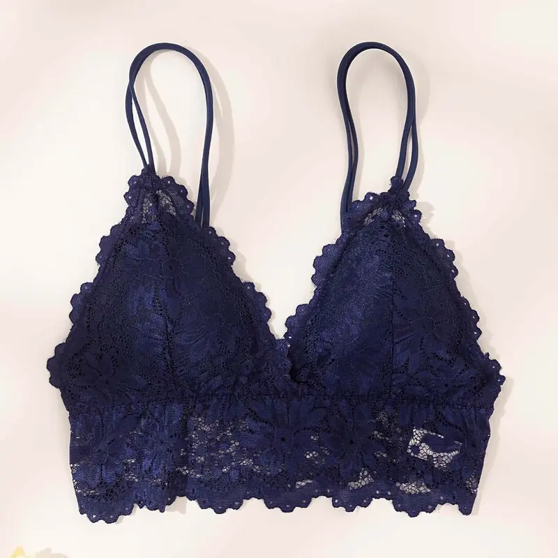 1/2/3/5PCS Trendy Exquisite Lace Bralette Wire-Free Bra  Comfortable & Breathable Seamless Lingerie  Sexy Floral Embroidery Camisole  Multi-color Options Lace Wirefree Bra