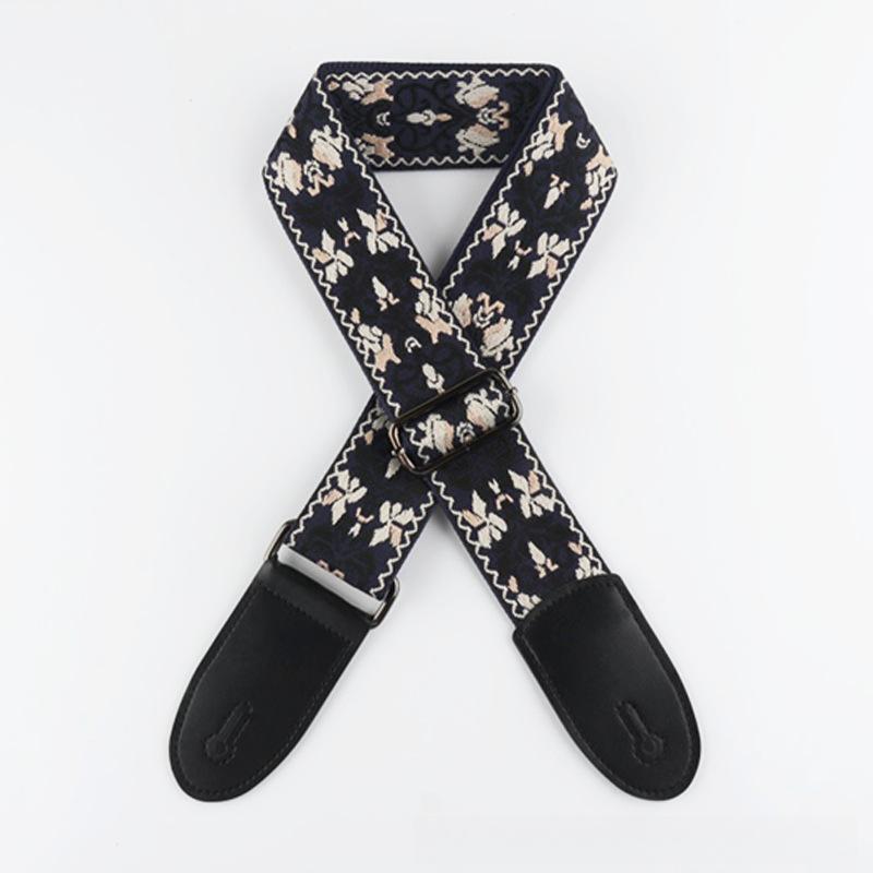 5CM Guitar Embroidered Strap Folk Style Unisex Crossbody Shoulder Strap Crossbody Bass Strap Musical Instrument Accessory