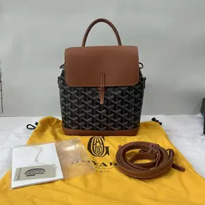 Pre-owned Auth Goyard Alpin 3 way Backpack Black Goyardine Canvas Tan Leather YL722 26.07.01