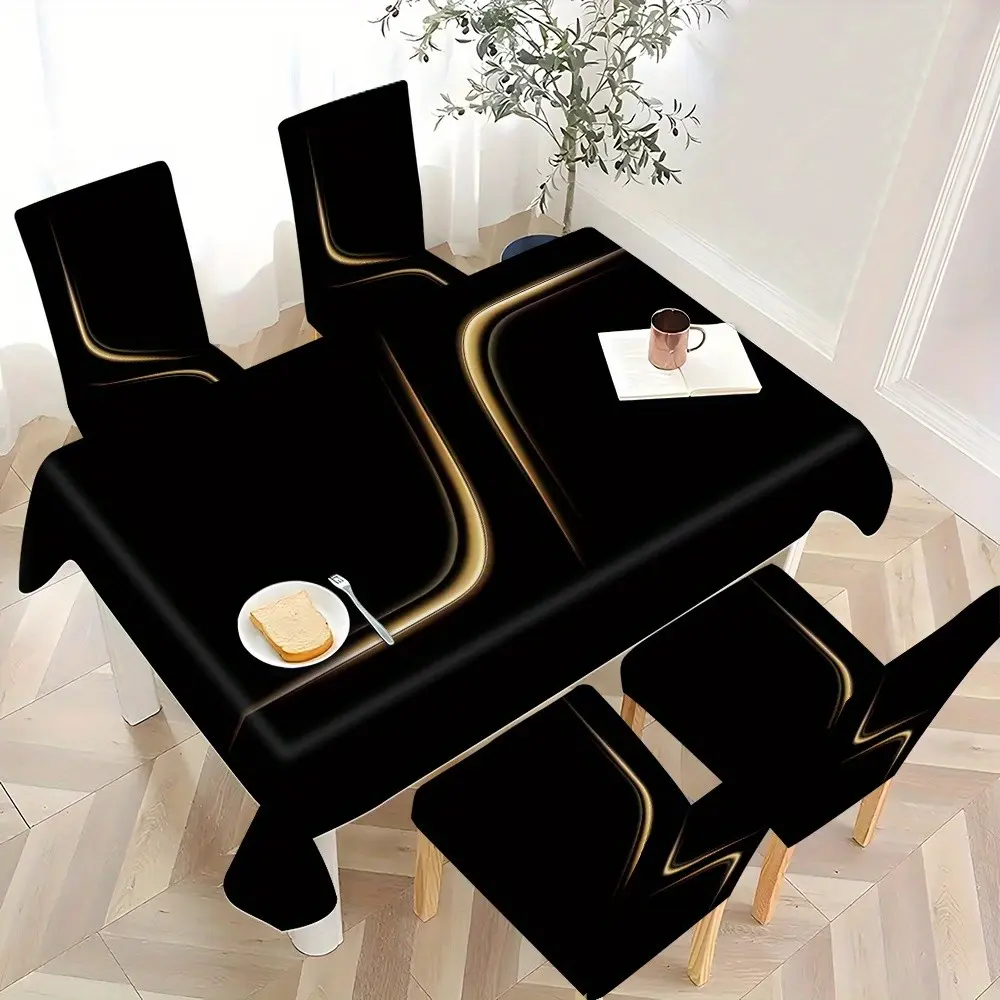 5/7pcs Fashionable High-End Tablecloth and Chair Cover Set, Thickened Home Dining Table Cloth, Easy Care, Reusable, Suitable for Restaurant, Living Room, Kitchen, Chair Covers for Dining Chairs