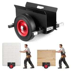 【DealsForYouDays】VEVOR Panel Dolly, 1000 lbs Load Capacity, Drywall Mover with 10 Inch Rubber Wheels Fits Different Terrain, Adjustable Clamp Panel Cart for Steel Panels, Mattress, Doors and Drywall Sheet, Black