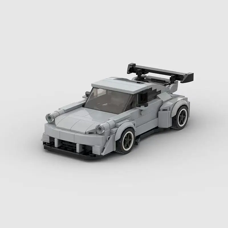 MOC Grey Retro Modified Sports Car Building Blocks Set, 354 PCS DIY Wide‑Body Race Car Model Bricks, Collectible Vehicle Toy Gift for Girls Boys & Car Enthusiasts