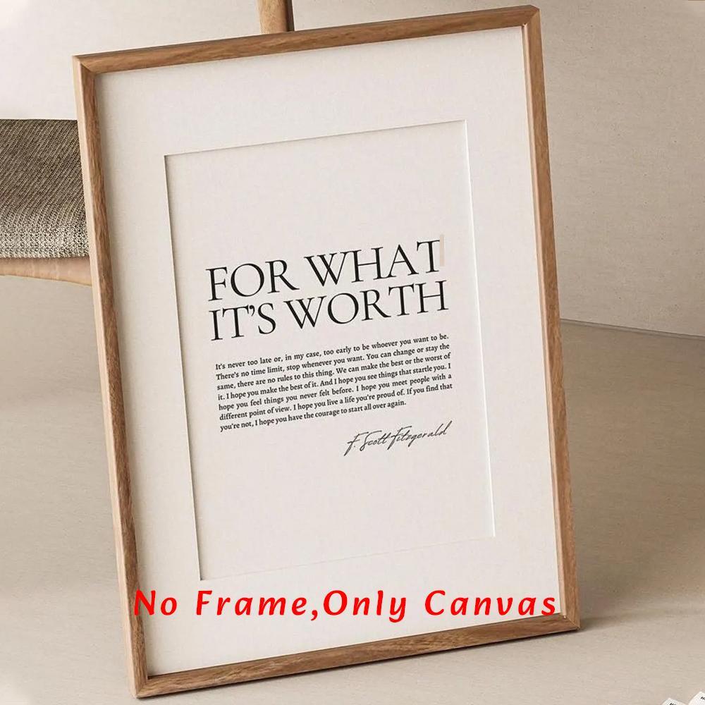 F. Scott Fitzgerald Inspirational Quote Unframed Painting, Canvas Wall Art, Wall Art Decoration, Wall Decor for Home Living Room Bedroom Study Room, Quote Prints, Poster