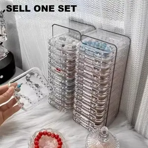 Transparent Nail Storage Box, Flip Jewelry Box, Manicure Box, Handmade Rack, Desktop Display Box, Finished Packaging Box