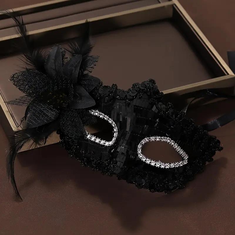 Elegant Flower Design Mask, 1 Count Lace Mask with Feather Decor, Party Mask for Women & Girls, Party Accessories, Twilight Masquerade, Halloween