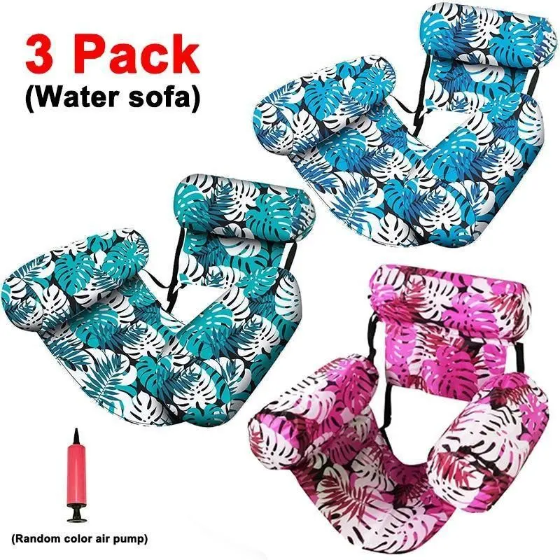 Swimming 3-piece inflatable pool hammock set, thick swimming rings, swimming float pad, suitable for beach, lake and pool parties, includes manual inflation pump, ideal gift for summer, Halloween and Christmas.