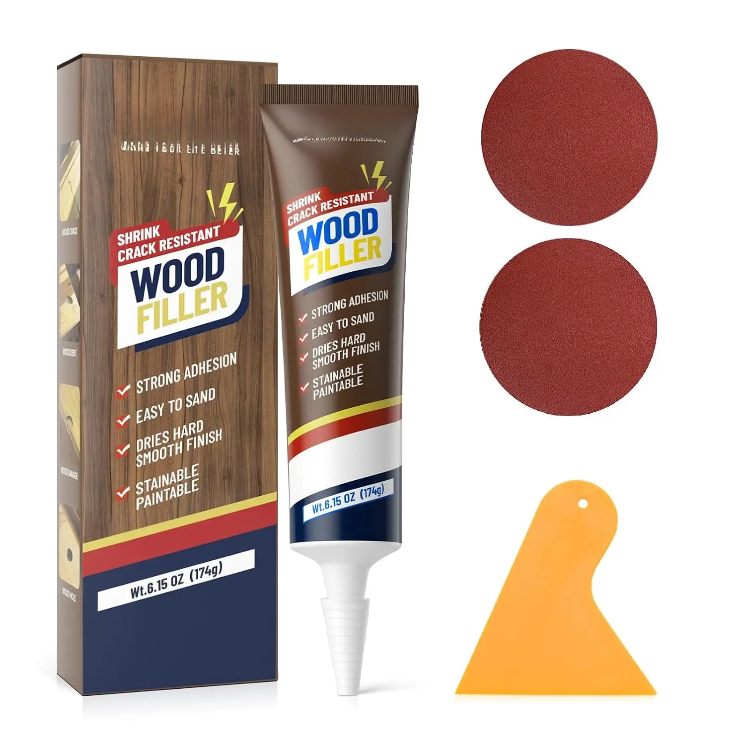 Filler, 6.15 oz Paintable  Putty | Easy to Sand, Shrink & Crack Resistant, Quick Repair for Cracks, Holes and  (White)