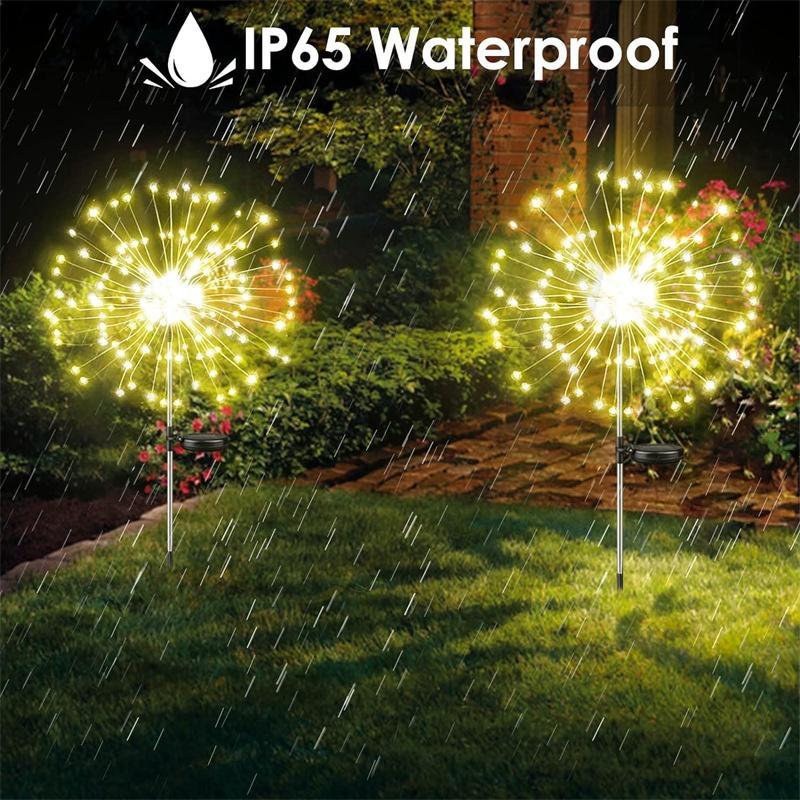 Solar Powered Firework Shaped Garden Light, 4 Counts LED Ground Inserted Light with 8 Modes, Decorative Light for Wedding, Party, Lawn, Patio, Outdoor, Solar Ground Lights