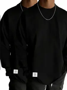 Men's Spring Fall Basic Round Neck T-Shirt, Long Sleeve, Fitted, Casual Style, UV Protection, Streetwear, Commute, Fitness