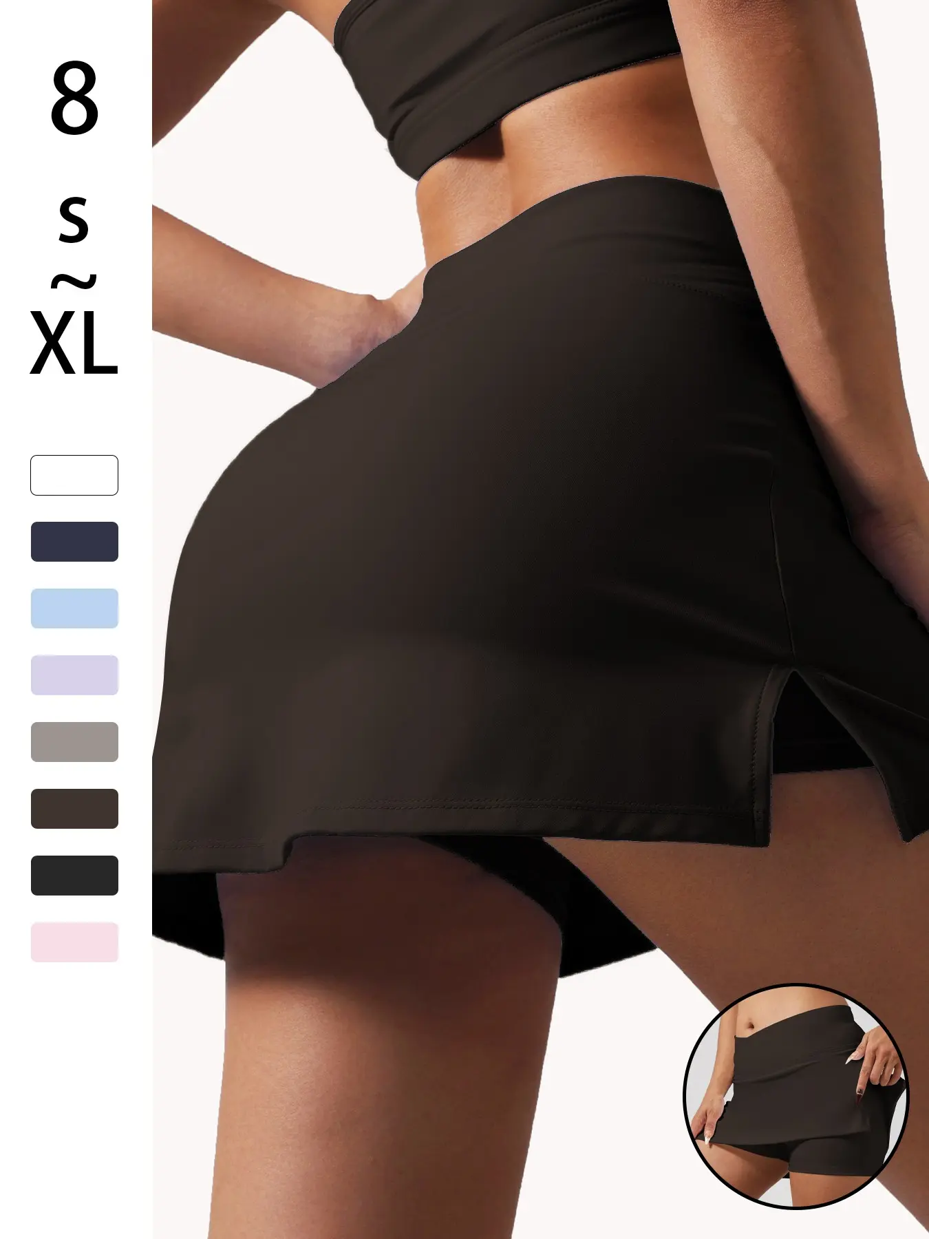 Women's High-Waisted Tennis Skirt Pants, Elastic Quick-Dry Sports Skirt with Pockets, Ideal for Yoga, Golf, Running, Fitness