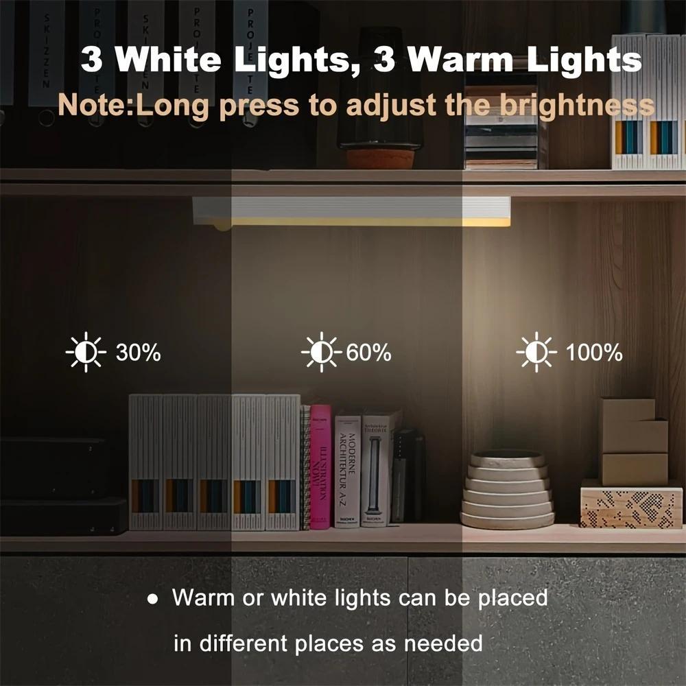 No Wiring Needed Under Cabinet Lights 6 Pack, Motion Sensor Turns On Instantly, 11.8in Rechargeable Magnetic Stick On Lights,White Color Temps Dimmable, Perfect Under Counter Lighting for Kitchen, Stairs, Closet, Night Use