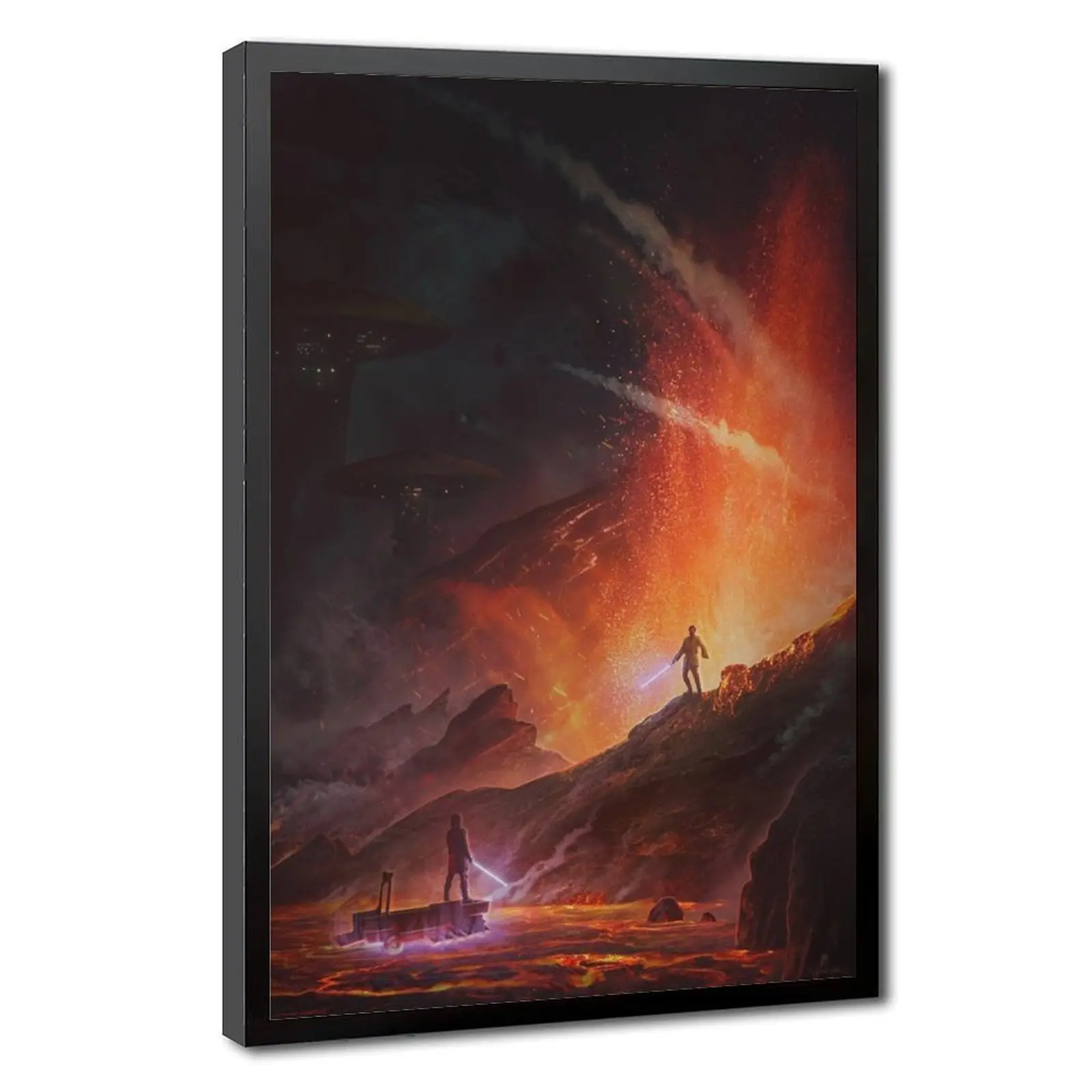 Mustafar Lava Dual Canvas Wall Art Print, Volcano Planet Lava River Obi Wan vs Anakin Revenge Of The Sith Sci-Fi Wall Poster for Dorm Gaming Room