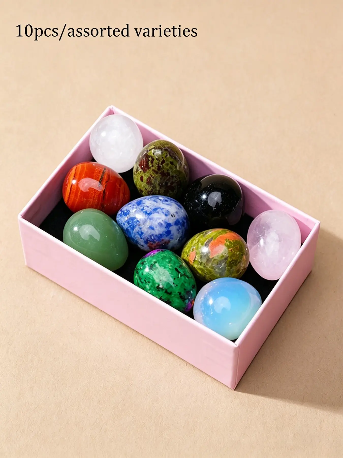Mini Natural Crystal Egg Set, Polished Mixed Crystal Yoga Eggs, Chakra Healing Pocket Palm Stone Box, Spiritual Gift, Crystal Ornaments, 5/7/10 Pieces