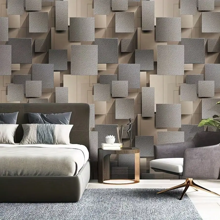 1pc Geometric Vinyl Wallpaper Roll, Self-Adhesive, Waterproof, Removable, Suitable for Bedroom, Bathroom, Kitchen, Shape and Stripe Design, Peel and Stick Wallpaper for Bathroom, Striped Wallpaper