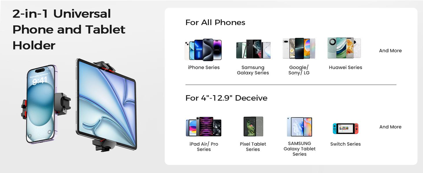 iPhone iPad Tripod Stand, 67" Phone Tripod for iPad Tablet Camera with 2 in1 Holder Remote Carry Bag, Aluminum Extendable iPhone Stand for Video Recording/Selfies/Live Stream/Vlogging