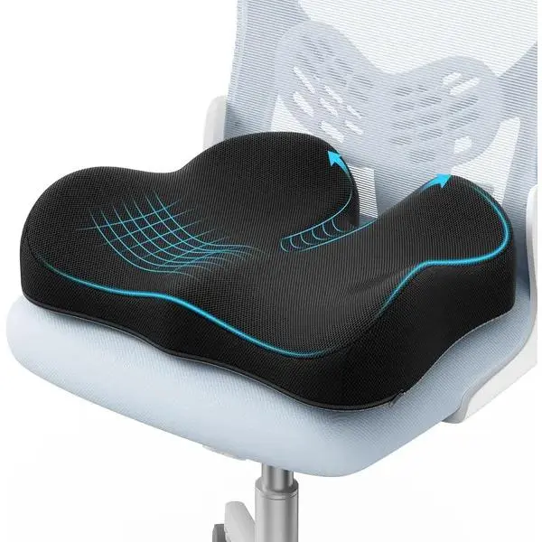 Seat Cushion-Large Memory Foam Cushion for Office Chair-Sciatica & Lower Back & Coccyx Pain Relief-Coccyx Cushion for Car&Long Sitting at Work