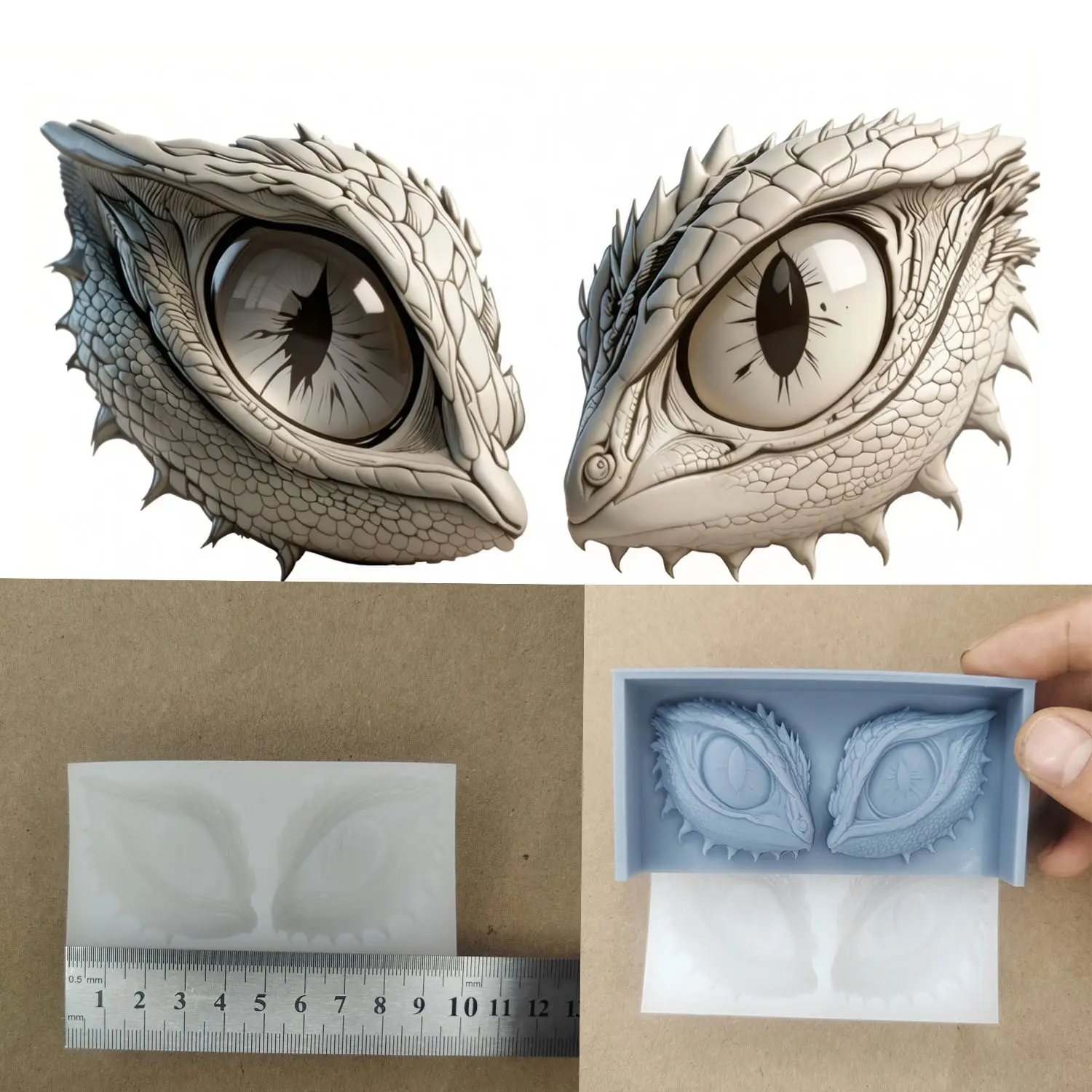 Cartoon Dragon Eye Decoration Mold, Semi-3D Silicone Mold for Handmade Clay Resin Gypsum Casting, DIY Craft Supplies