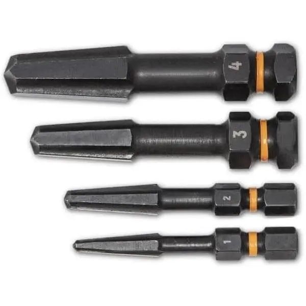 4 PC.Bolt Biter Screw Extraction Set - 84787, Chrome, Large