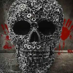 Creative Mechanical Skull Ornament, Screw Head Bone Craft, Unique Resin Home Decor, Gothic Horror Halloween Decoration