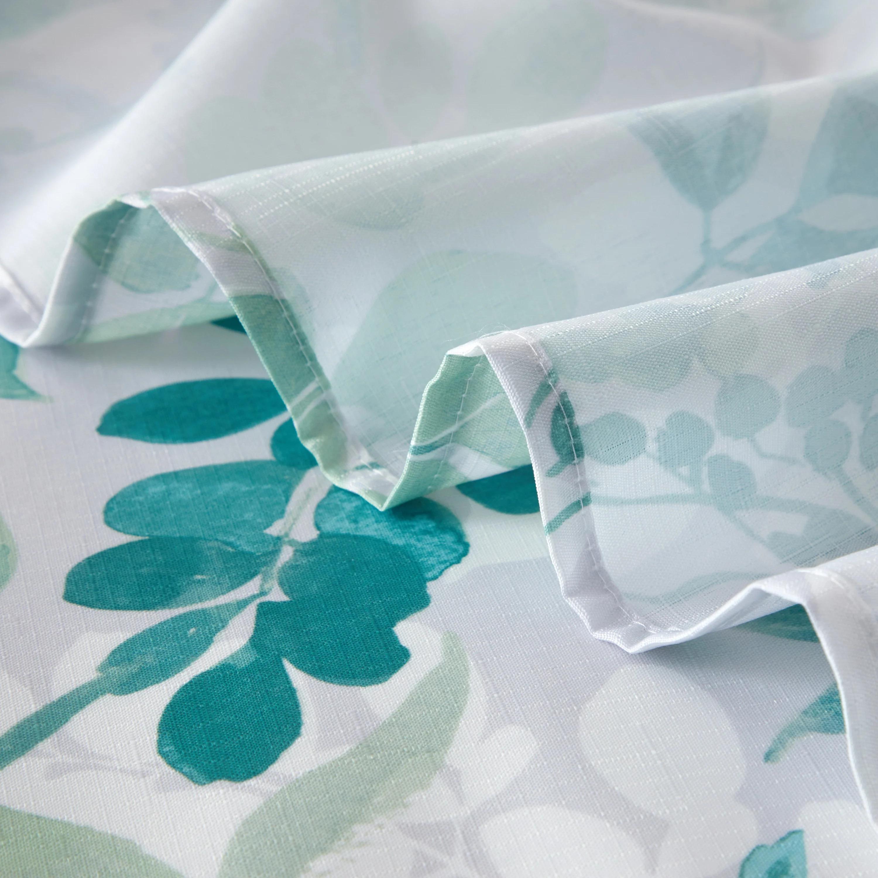 Green Floral Shower Curtain Set with Hooks & Liner – 72x72