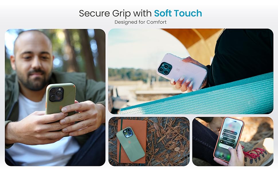 Speck iPhone 15 Case - Built for MagSafe, Drop Protection Grip – for iPhone 15 iPhone 14 & iPhone 13 - Scratch Resistant, Soft Touch, 6.1 Inch Phone Case - CandyShell Grip Black/Slate Grey