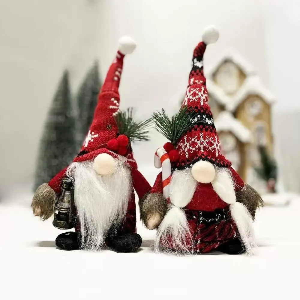 1 Set Nordic Holiday Plush Gnome Ornaments, Red Knitted Hat Santa Figurine with Lantern Craft, Hobby Decor Kit for Kids Teens Adults Age 12 14 16 18+, Holiday Gift 2026 Special Clearance