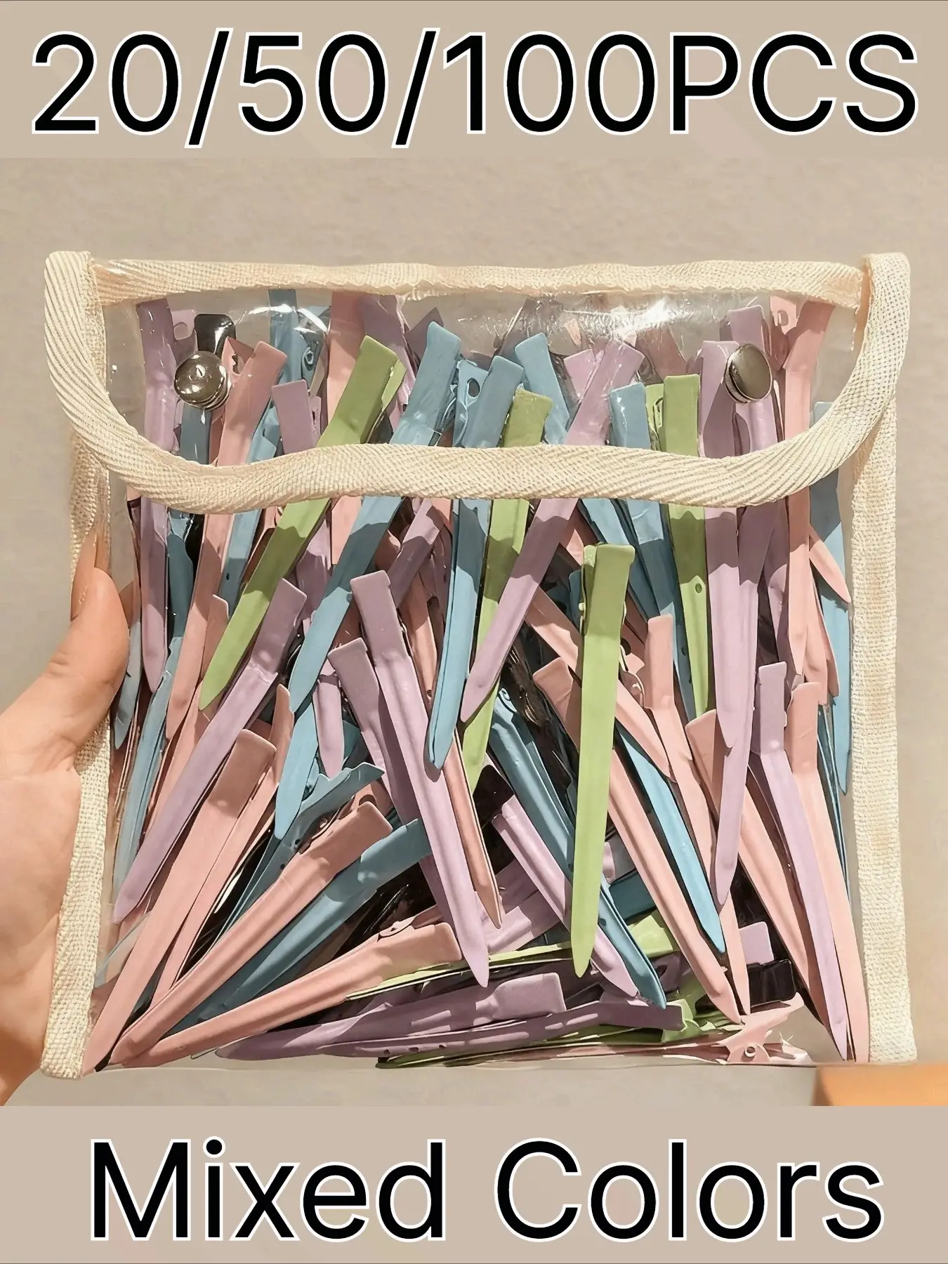 20pcs/50pcs/100pcs Seamless Duckbill Hair Clips, Puffy Root Styling Clips, Random Colors, Essential Daily Hairstyle Accessories