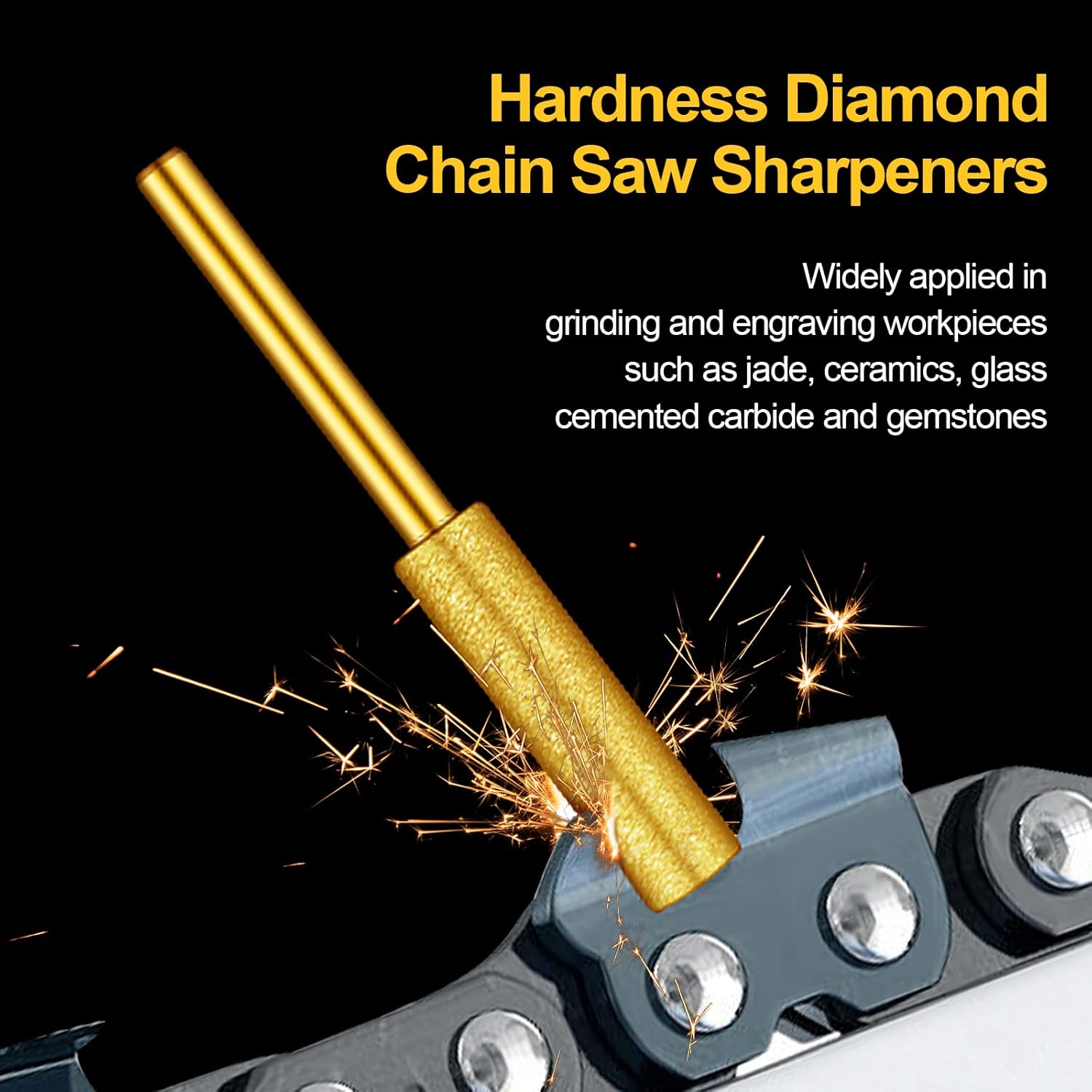 30 count   Sharpener Stone Bit High Hardness  Sharpening Titanium Plated Wheels Grinding Tool for Electric Chain   Stone, 5/32, 3/16, 7/32 Inches ()