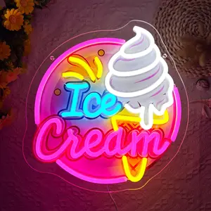 Ice Cream Cone Neon Sign, Ice Cream Neon Sign, Ice Cream Cone Neon Sign, Neon Dessert Sign, Ice Cream Neon Light, Business Ice Cream Shop Sign