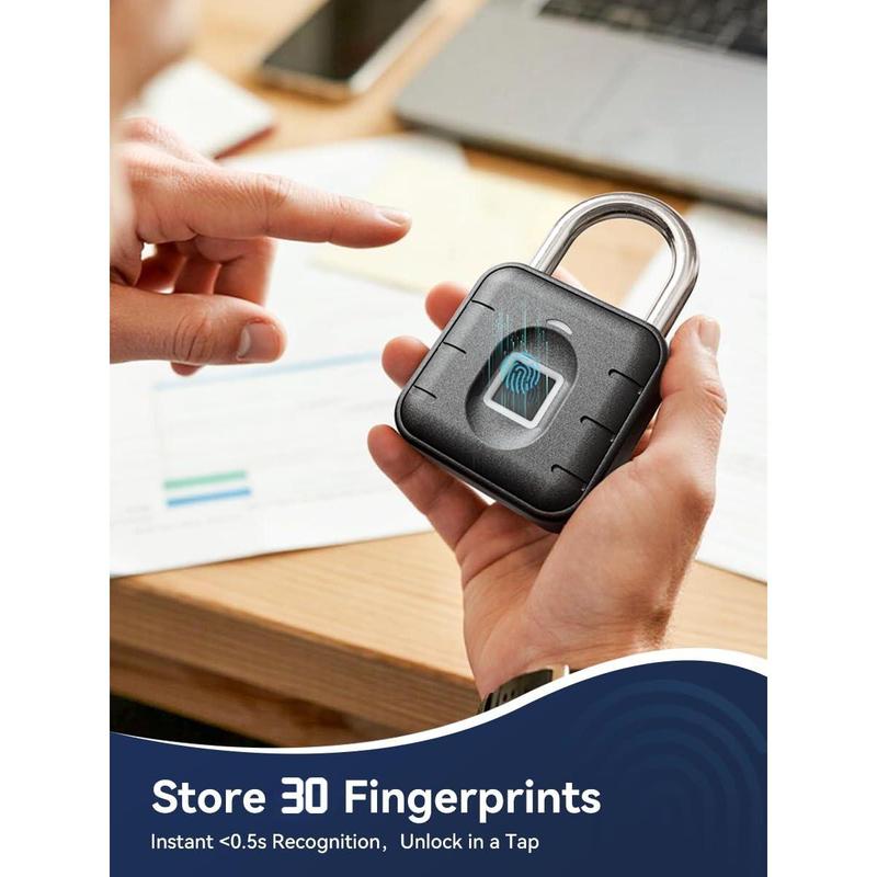 Fingerprint Padlock, Locker Lock, Keyless  Padlock Outdoor Fingerprint Lock Combination Gate Locks for Gym Storage - Black Waterproof ,Door Lock with BLE