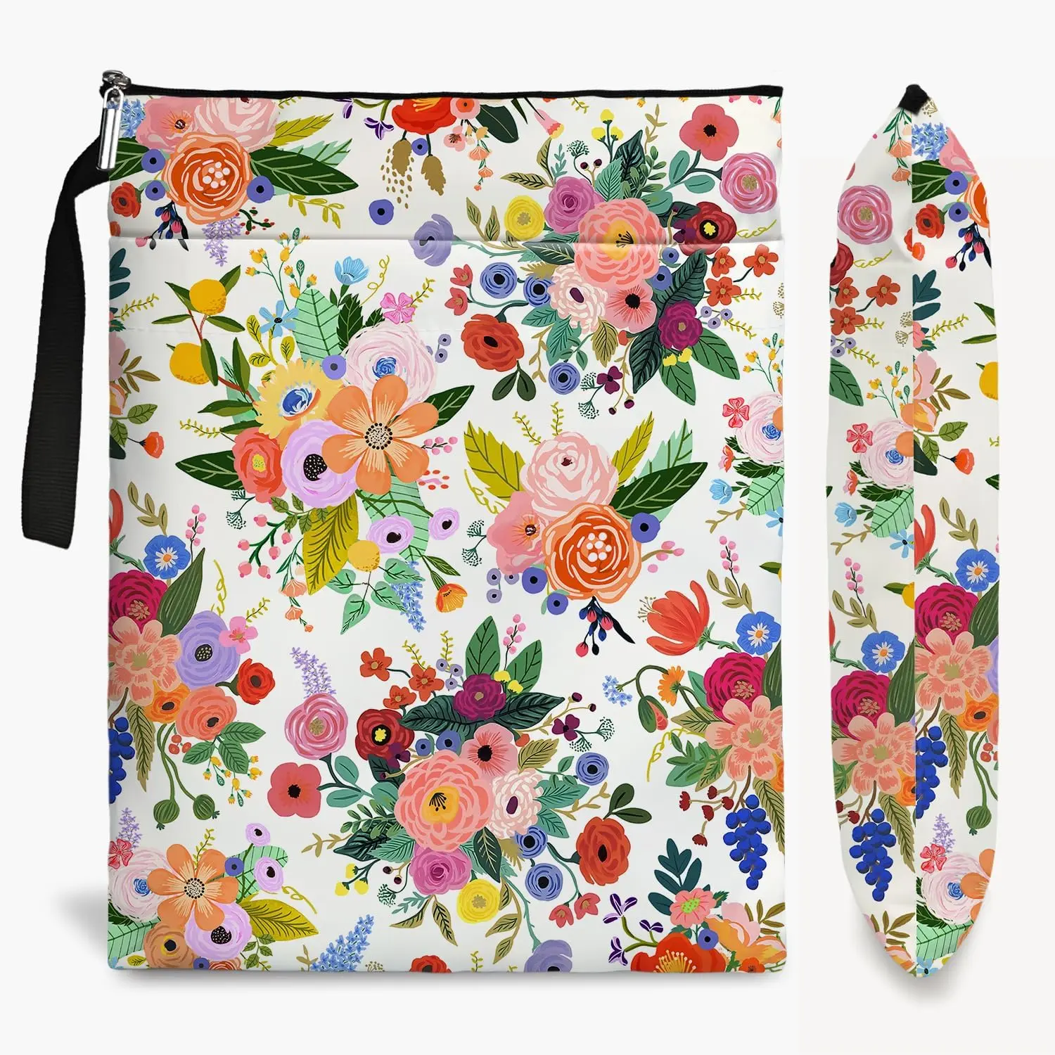 Book Sleeve for Book Lovers with Zipper Protector Paperback Cover,Book Cover Gifts,Wildflowers  Book Pouch Gifts for Women Birthday Graduation (Colored Wildflower 4, Large)