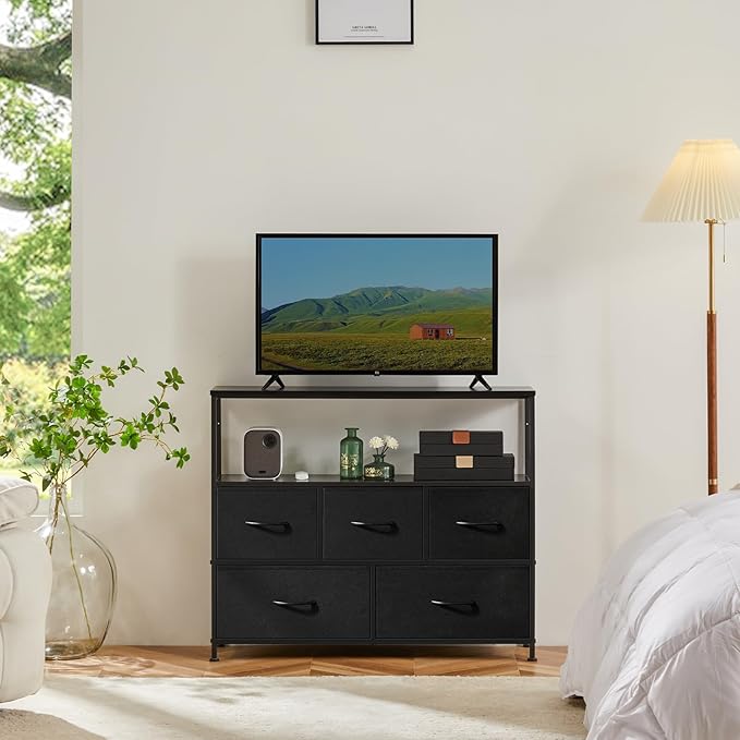 dresser 55 inches long Sikaic Dresser Bedroom Furniture 55.1 Inches Dresser with 10 Storage Drawers White / Engineered Wood / Modern