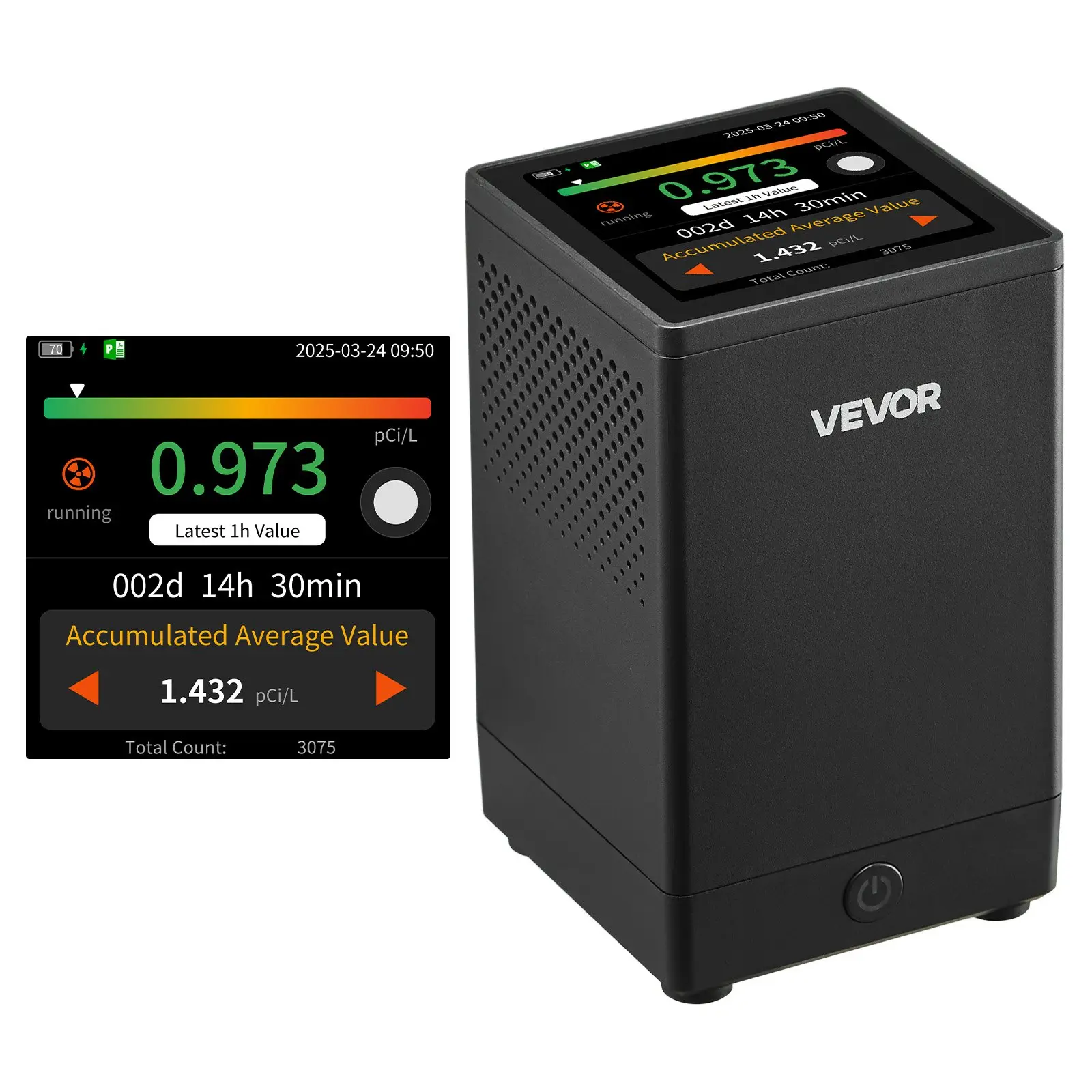 【DealsForYouDays】Home Radon Meter Detector 2Bq to 20kBq/m Rechargeable Color LCD Display
