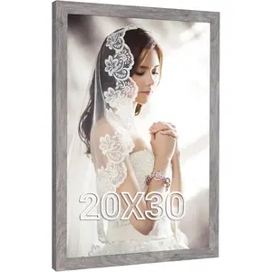 Rustic Grey 20x30 Picture Photo Poster Frame, Supports Horizontal Vertical Hanging, Large Wall Frame for Gallery Portrait, Ideal Gift for Anniversary Birthday Wedding Christmas