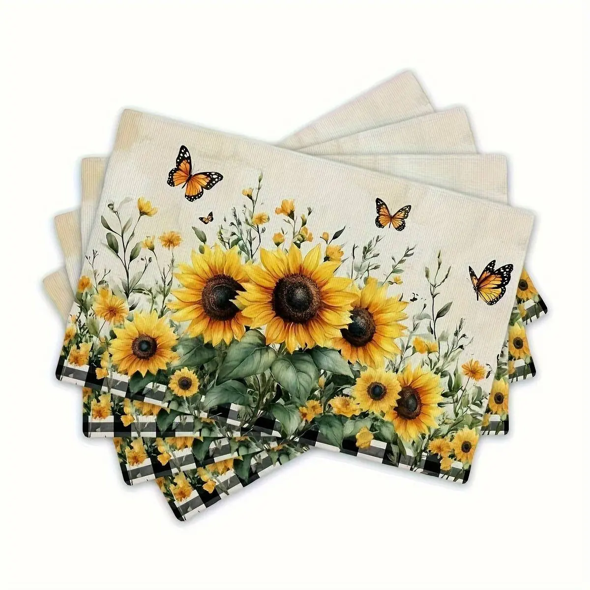 Sunflowers Pattern Rectangle Placemats,4pcs 12x18inch Table Mats Non Slip Heat Resistant Kitchen Table Decoration Kitchen Decorative Placemat Place Mats Fall Decor