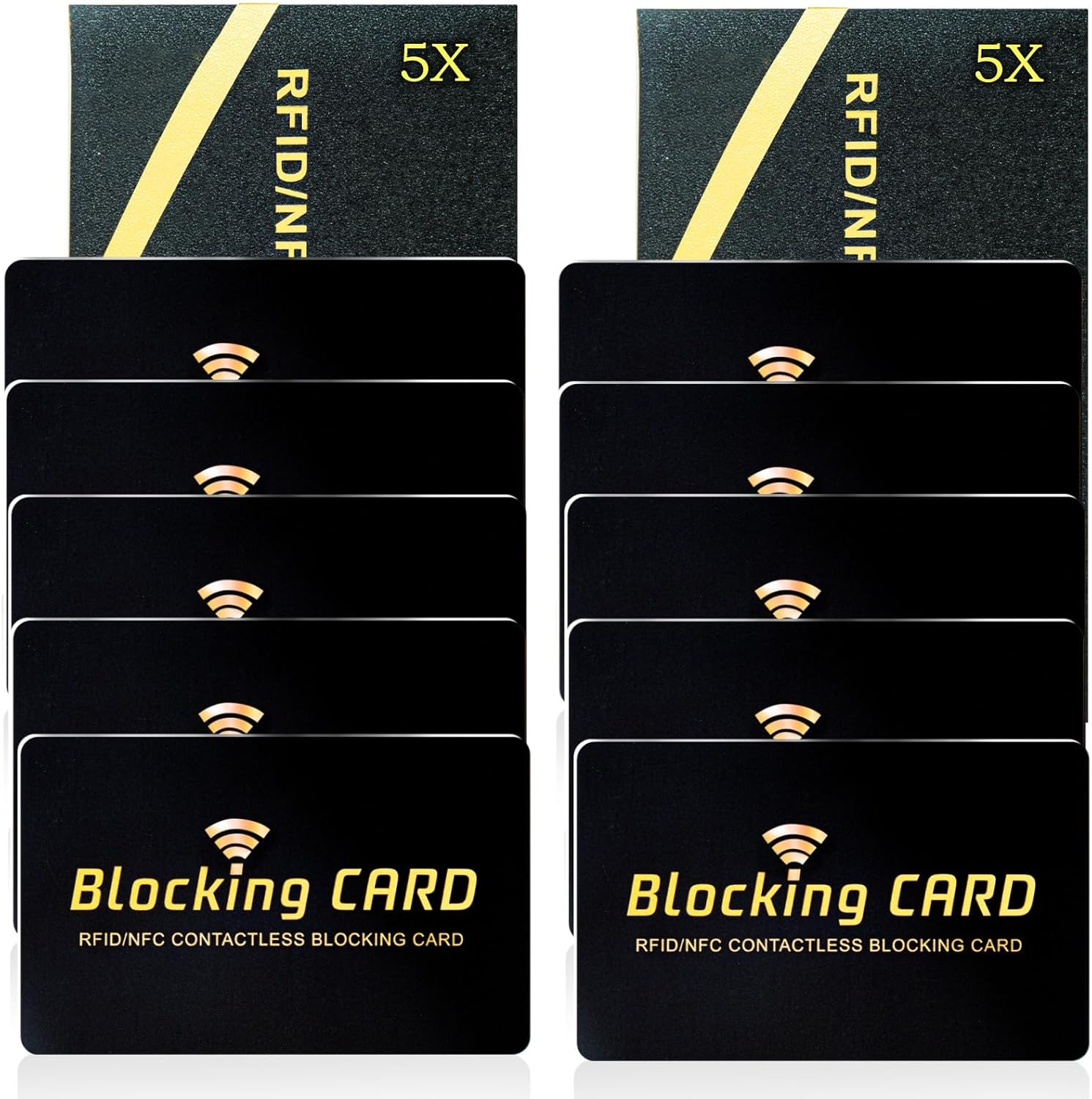 RFID Blocking Card 10 pack,One Card Protects Entire Wallet,RFID/NFC Contactless  Debit Credit Card Protector ID  Guard Card Blocker, Slim Design Perfectly Fits in PurseBlack