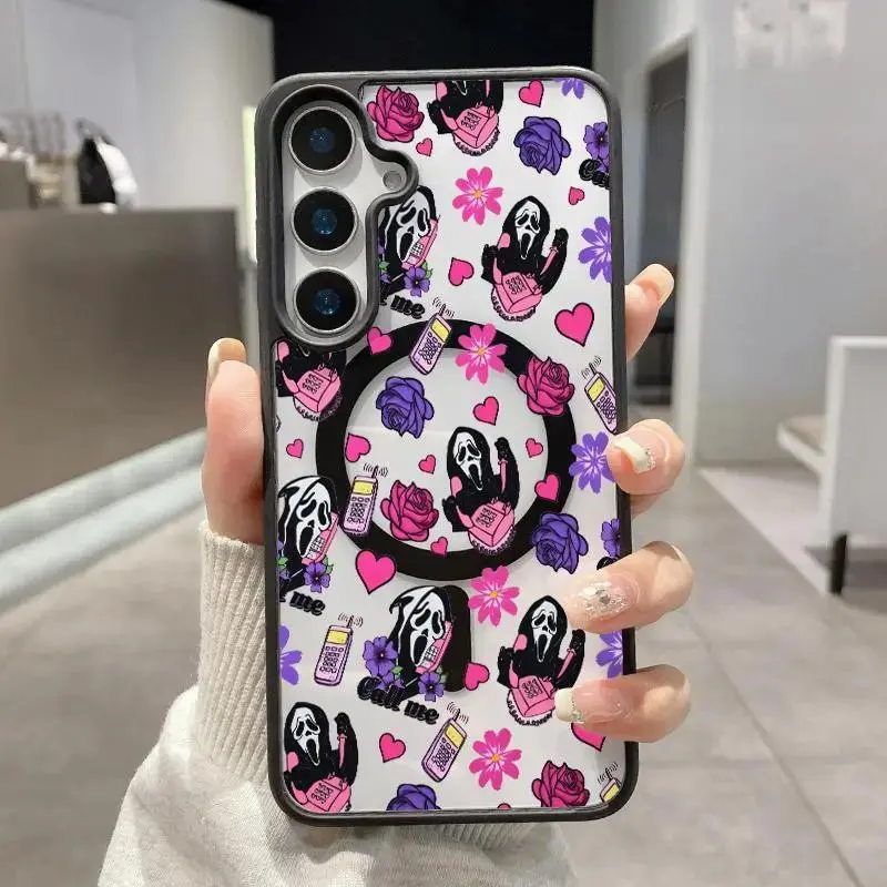 Magnetic Acrylic Back Smartphone Case for Samsung S22+ S23 Ultra S24 Plus S25 Edge S26 FE - Shockproof Cover, Protective Drop Protection, Pocket-Friendly, Durable Casing with Screen Protector - Ghostly Love Whispers Gift (Mobile Phone Accessory)