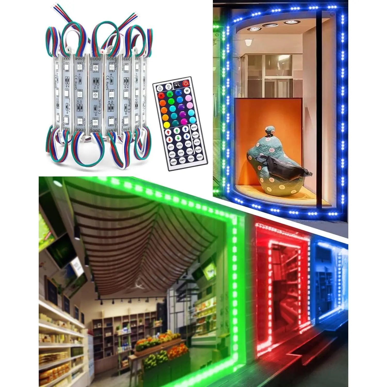 LED Storefront Lights for Business Waterproof Decorative Light for Advertising Letter Signs 4 Set 5050 SMD Window Strip Lights 40ft 80 Pieces LED Module Lights