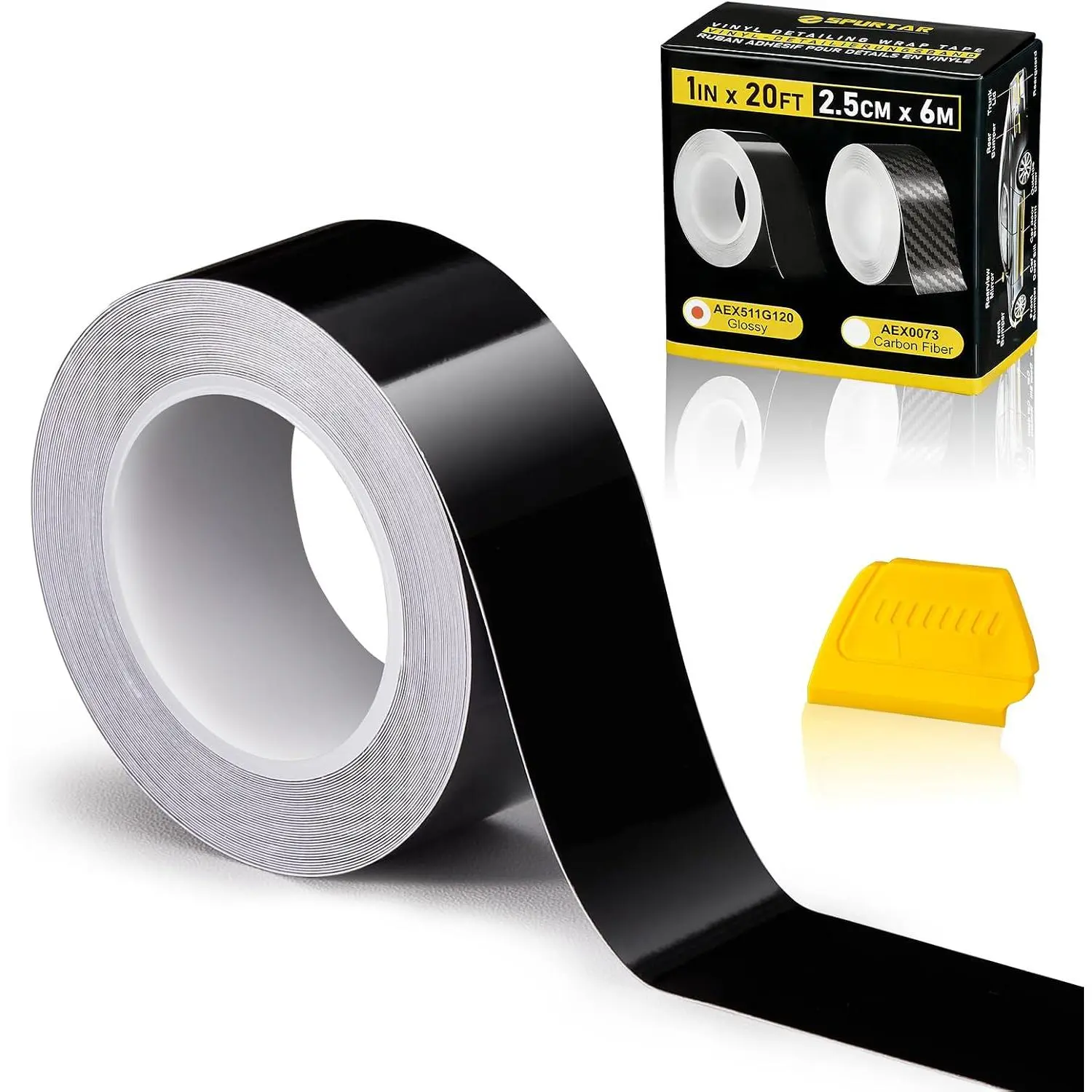 Gloss Black Vinyl Wrap 1 Inch x 20ft Air-Release Adhesive  Vinyl Tape Chrome Delete Wrap Roll DIY  Exterior Decoration Door  Guard  Detailing Paper 2.5CM x 6M