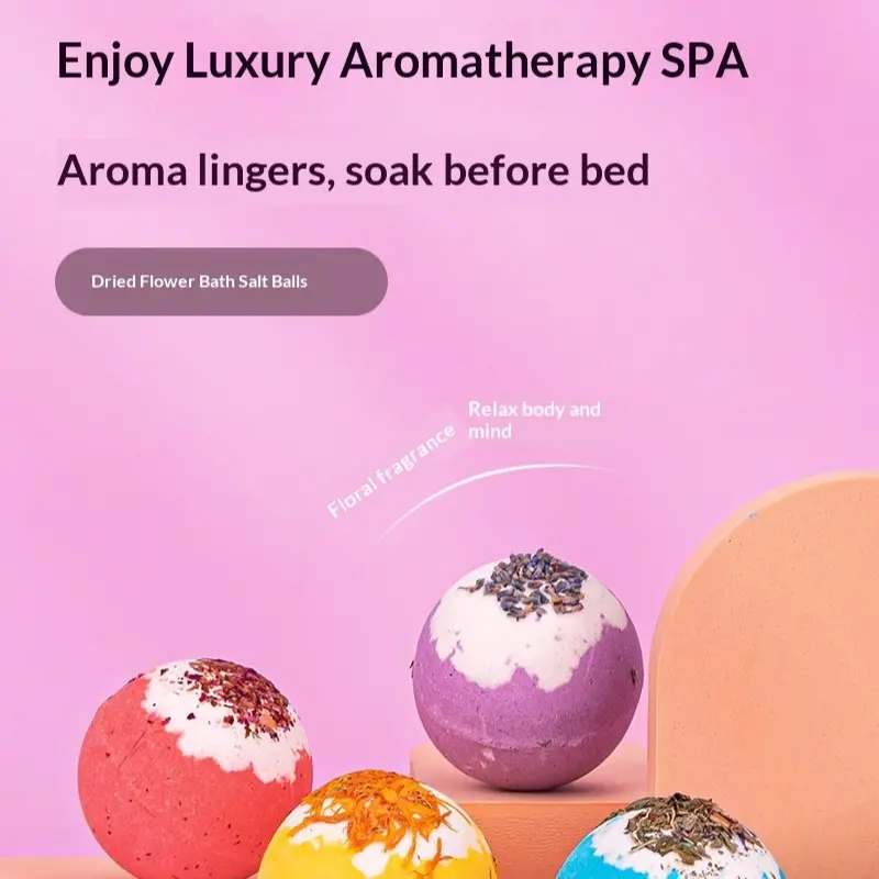Cross-Border Exclusive 4x100g Dried Flower Bath Salt Balls, Bubble Bath Ball Set, Relaxing Aromatherapy, Perfect Gift for Self-Care Lovers