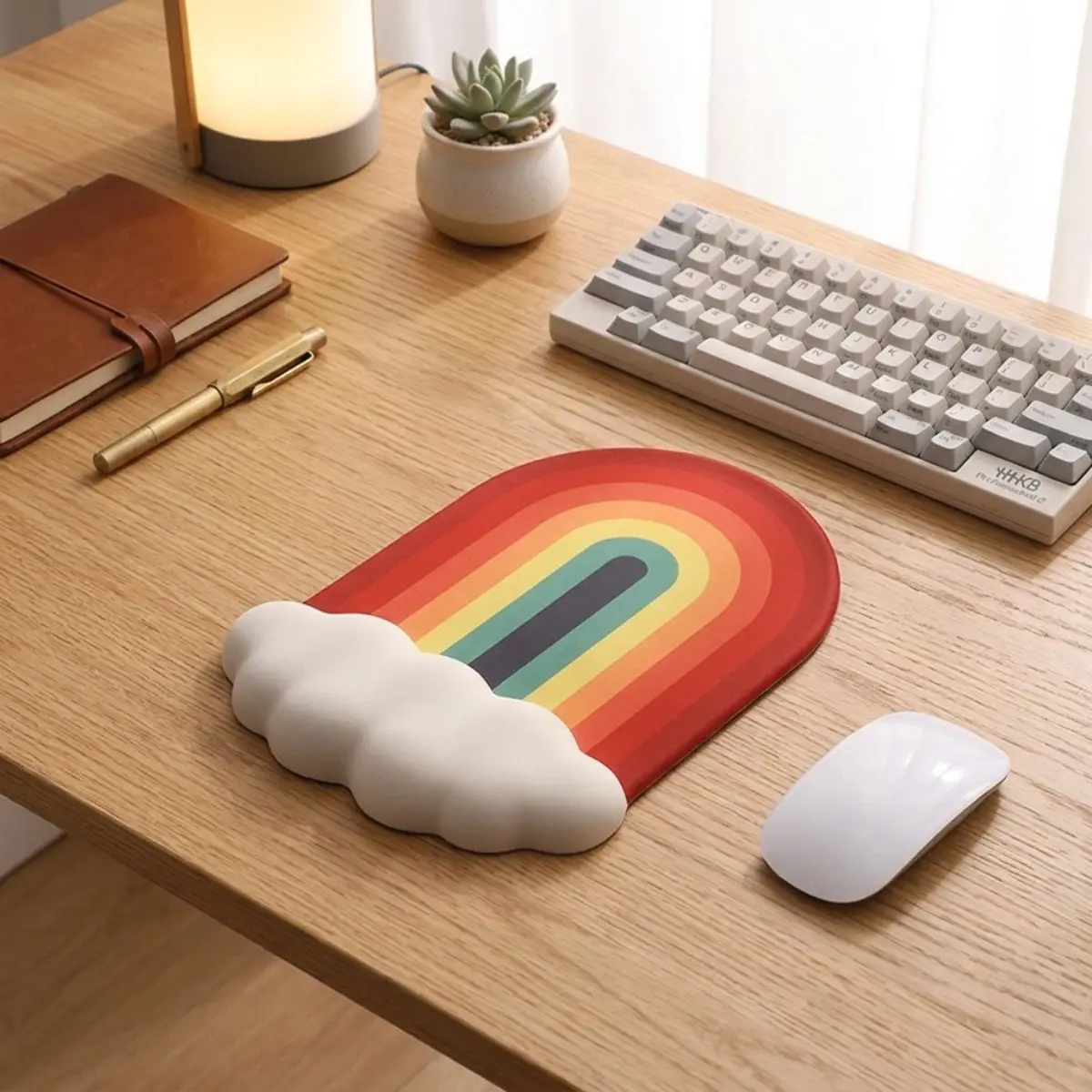Cloud Shaped Ergonomic Mouse Pad with Keyboard Wrist Rest, High Density Soft Foam Palm Rest Pad, Waterproof Washable Non-Skid Base Typing Set for Office PC