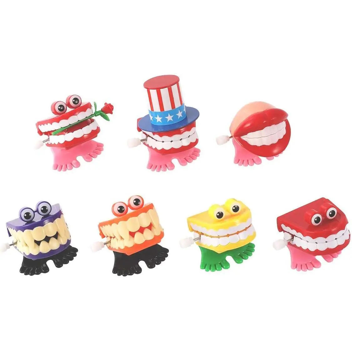 7PCS Chattering Teeth Wind Up Toy Walking Teeth, Gags Practical Joke Toys Funny Small Feet Novelty and Gag Giftsfidget toys