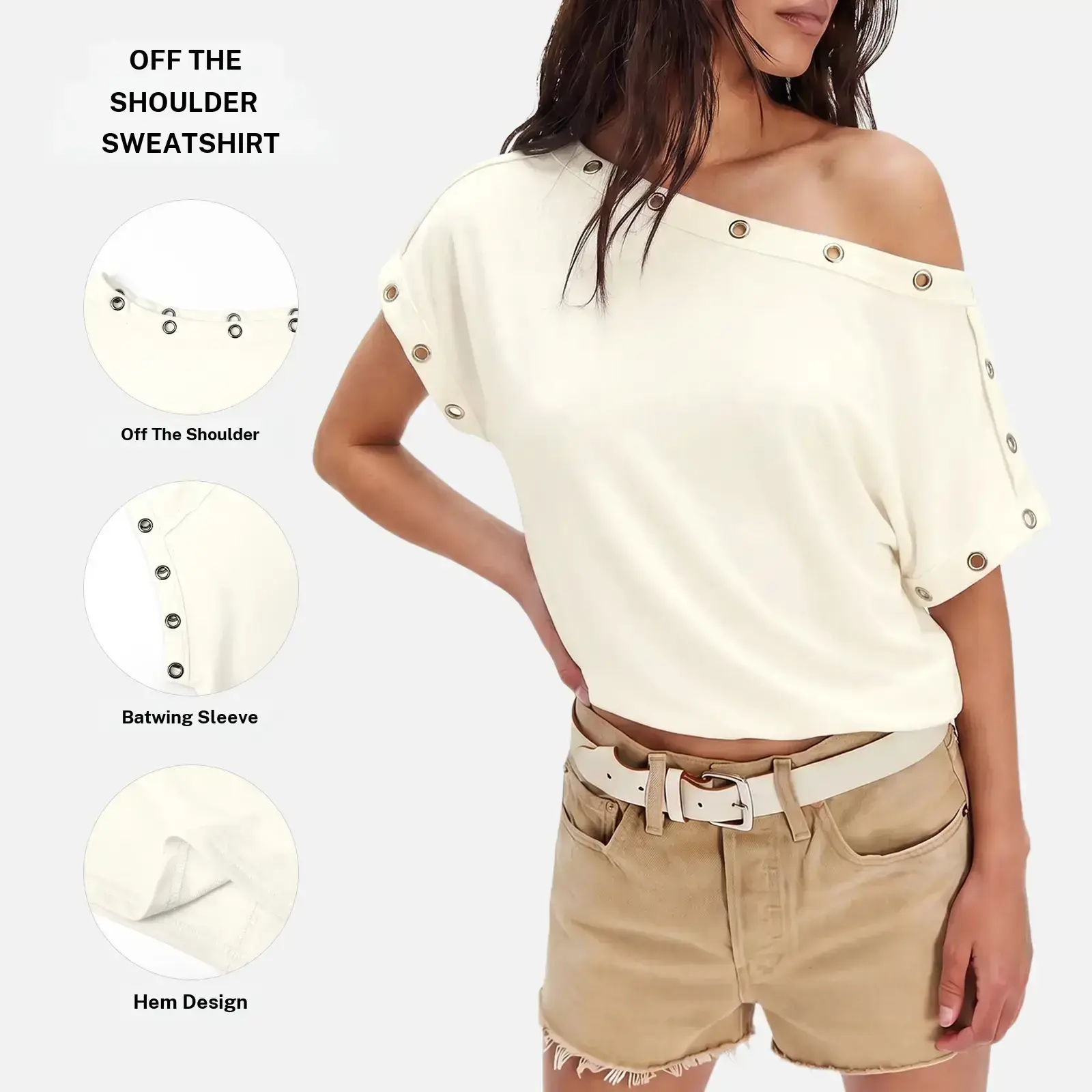 Imily Bela Womens Summer Off The Shoulder T Shirt Cotton Short Sleeve Casual Y2K Tops Summer Loose Fit Flowy Tees