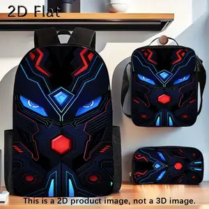 3pcs Summer Essentials Gamer Double Shoulder Backpack Set, Lightweight Large Capacity Multi-Pocket Suitable for Outdoor Travel Bags, Durable High-Quality