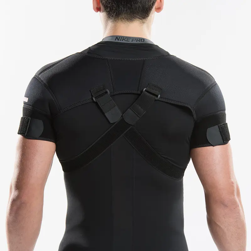 Unisex Athletic Adjustable Support Single Shoulder Pad - Breathable Double Straps, 1 Size Fits All, for Basketball Volleyball Table Tennis, Fitness Equipment, Black Color Box OPP Packaging