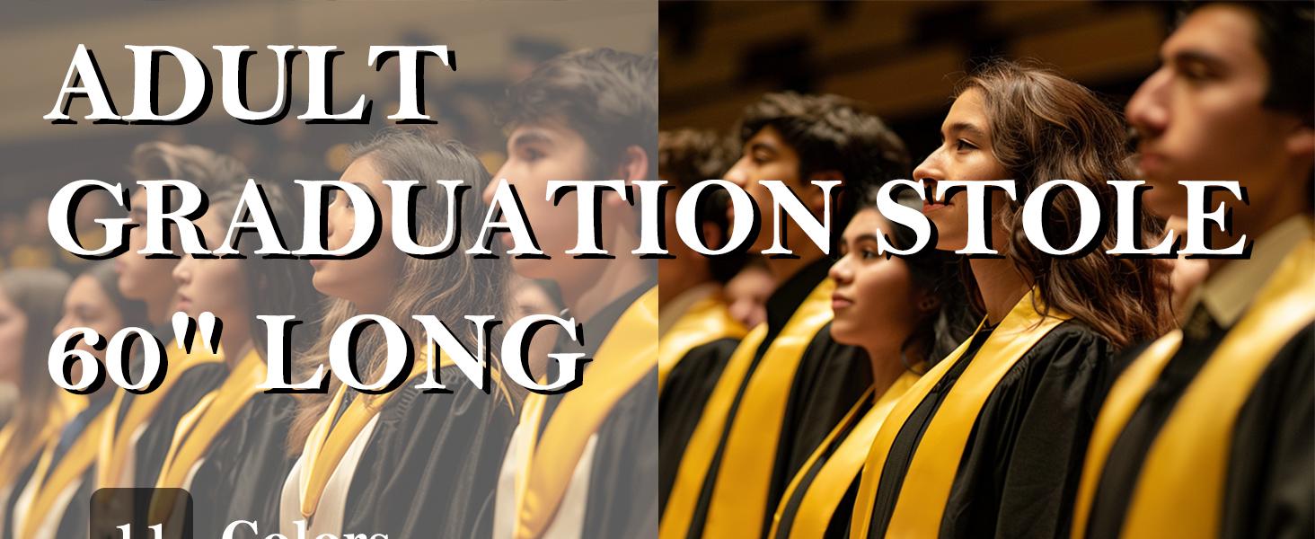 60 Inch Graduation Stole, Unisex Satin Sash for High School & College Graduation Ceremony