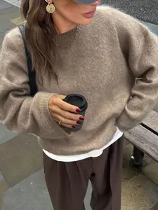 Thick Fabric Christmas Women's Fall Winter Top, One-Shoulder Drawstring Knitwear Long Sleeves Sweater, Fashionable Business Casual