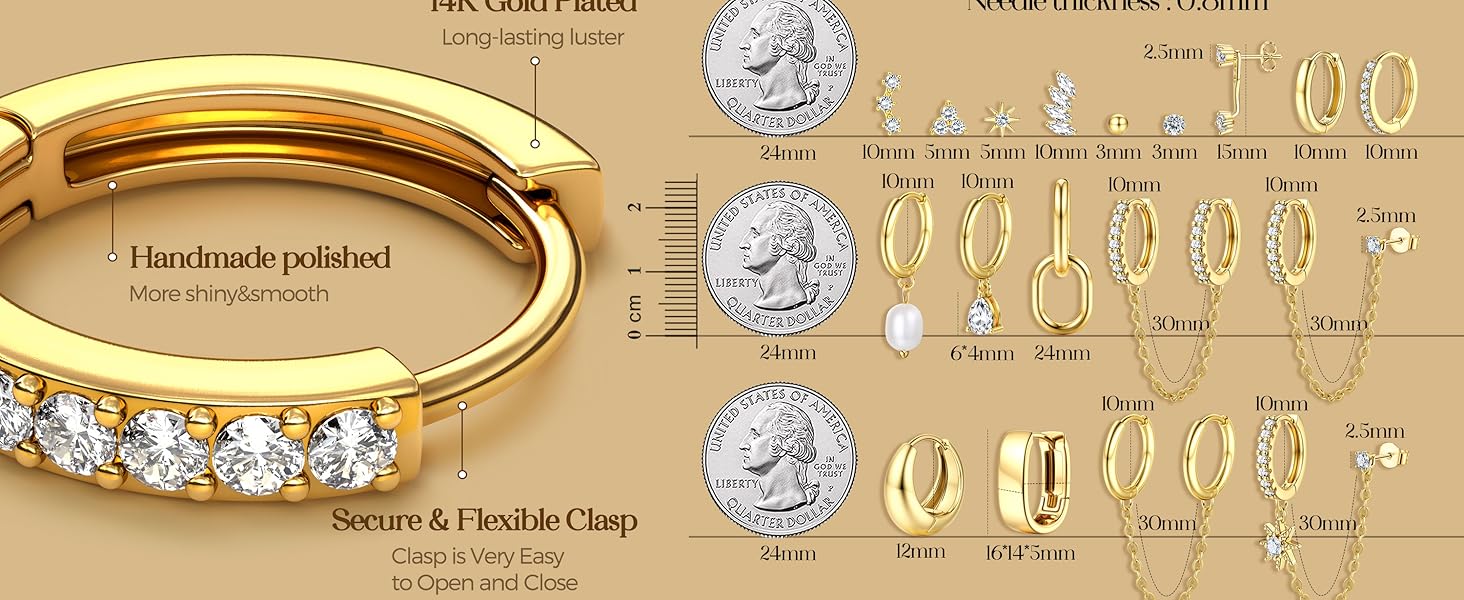 LOLIAS Gold Hoop Stud Earring Stacks for Women - 14K Gold Plated Chain Cartilage Earrings Cute Hypoallergenic Silver Huggie Earrings Sets for Multiple Piercing Jewelry Lightweight 8Pairs LOLIAS Gold Hoop Stud Earring Stacks for Women - 14K Gold Plated Chain Cartilage Earrings Cute Hypoallergenic Silver Huggie Earrings Sets for Multiple Piercing Jewelry Lightweight 8Pairs