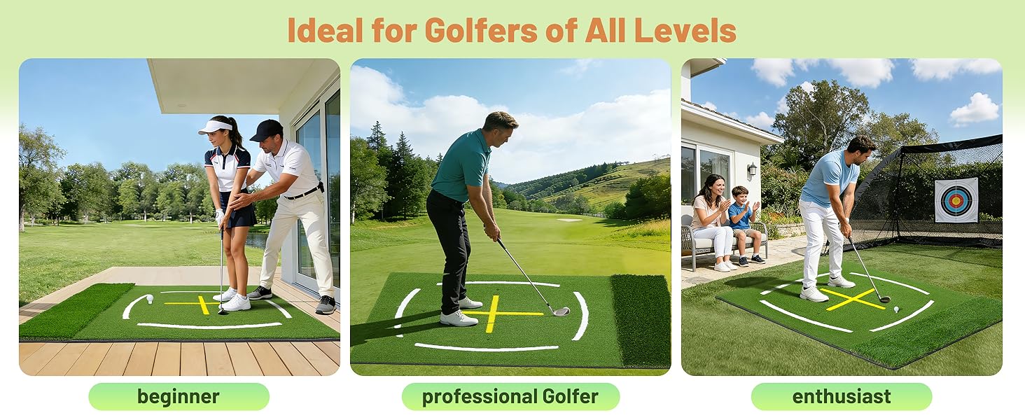 5x4 ft Dual Turf Golf Mat Thickened Golf Hitting Mat with Rough Artificial Grass, for Backyard Garage Indoor & Outdoor Swing, Chipping Practice, Ideal Gift for Golfers Men Dad